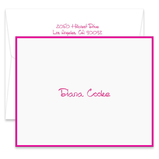 Bordered Folded Note Cards in Color of Your Choice - Raised Ink